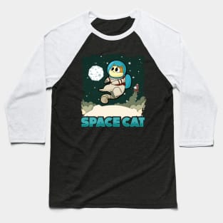 Adorable Space Cat Cute Kitty Astronaut Exploring Baseball T-Shirt